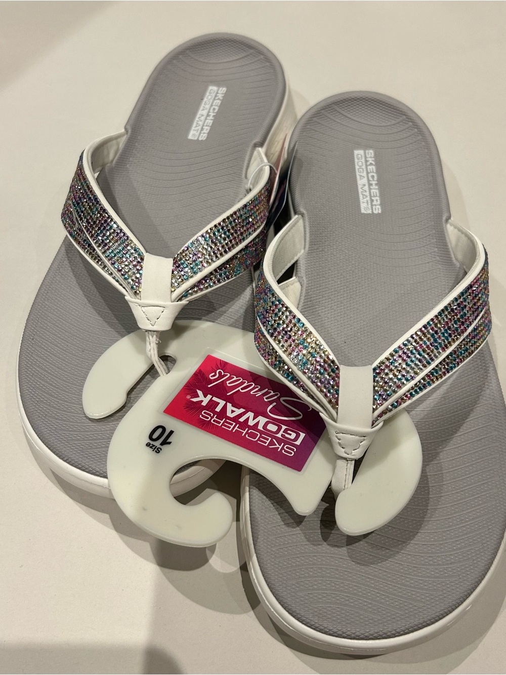 Skechers women’s goga mat cushioned walk multi colors rhinestones sandals 10 - Picture 4 of 5